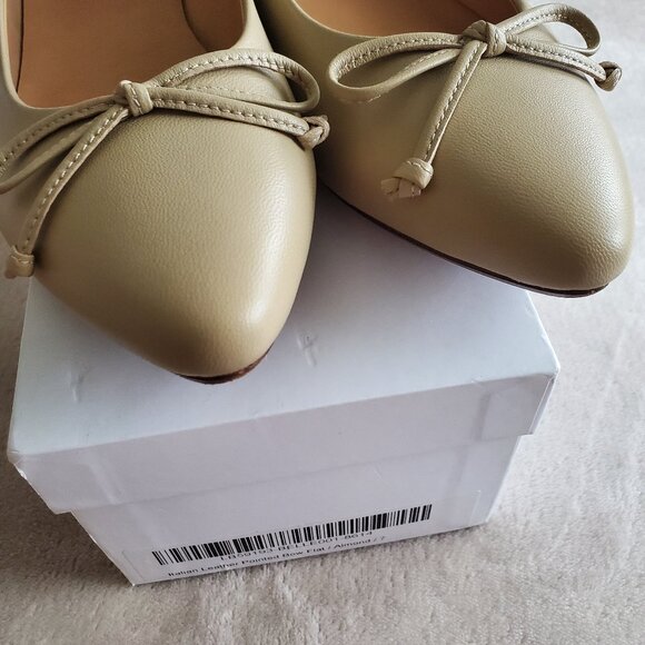 Quince Italian Leather Bow Pointed Women’s Flats Size 7 Color Almond Like new - Picture 7 of 14